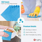 Orighty Cleaning Cloths Bulk, 150 Pack Shop Rags Reusable, Multi-Purpose Shop Towels for Cars, Microfiber Cleaning Rags for Automotive, Mechanic, Kitchen, Lint Free Towels 12x12 Inch, Blue
