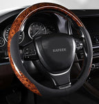 Wood Grain Steering Wheel Cover Microfiber Leather Universal 14 1/2-15 inch, Car Steering Wheel Cover Men Women, Comfortable, Anti-Slip, Odorless, Brown
