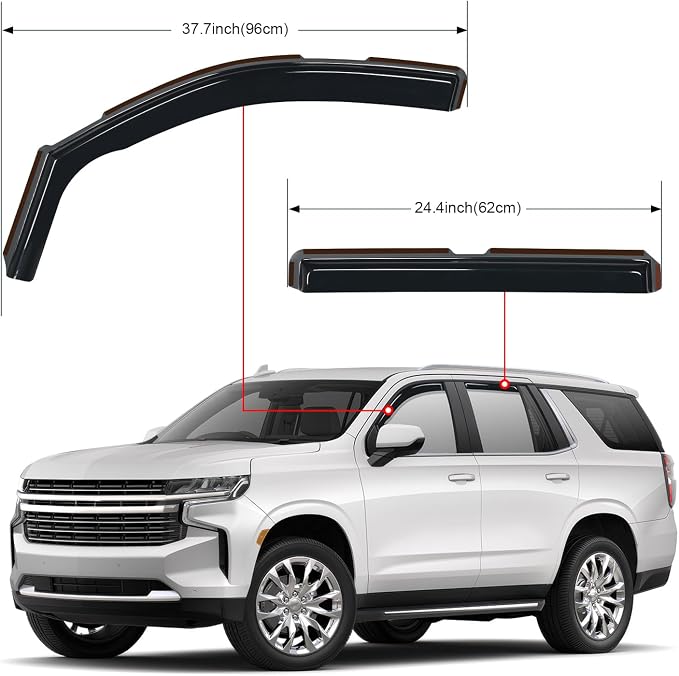 in Channel Rain Guards for Chevy Tahoe/GMC Yukon/Cadillac Escalade 2015 2016 2017 2018 2019 2020 Original Window Deflectors, Vent Window Visors-4PCS