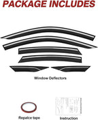 Window Rain Guards Fit for Honda Civic Sedan 2016-2021 | Premium Rain Protection + Fresh Air Ventilation | 6-Pcs Coverage Set | Thicker Acrylic Outside-Mount | Dark Smoke No-Drill Install
