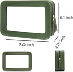 Clear Makeup Bag, Green Travel Makeup Pouch Toiletry Bag for Women Waterproof Small Cosmetic Bag Case Small Make Up Bag with Zipper Car Organizer Car Essentials for Women Men