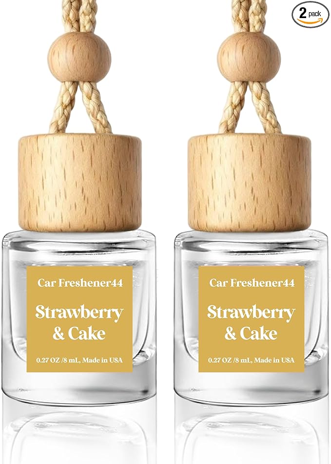 Car Air Freshener Diffuser 2 Pack Hanging Air Freshener Diffuser - Strawberry Pound Cake Fragrance Oil Air D iffuser for Car, 45+ days Long Lasting Fragrance Made in USA (S44)