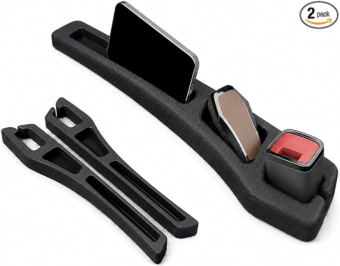 Cartriva Double Slot Car Organizer, Seat Gap Filler, 2 in 1 Seat Crevice Blocker Stop Things from Dropping, Universal Vehicle Interior Accessories