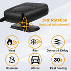 Dual Use Auto Heating & Cooling Fan 150W, Summer Fast Cold Air Blower, Car Windshield Defogger Defroster with Cigarette Lighter Plug for Small Vehicles