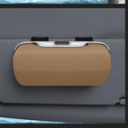 Sunglasses Holder for Car Sun Visor, Protective Automotive Eyeglasses Storage Case Hanger, Soft Vehicle Interior Glasses Organizer Box Accessories, Universal for SUV Sedan Truck (Beige)