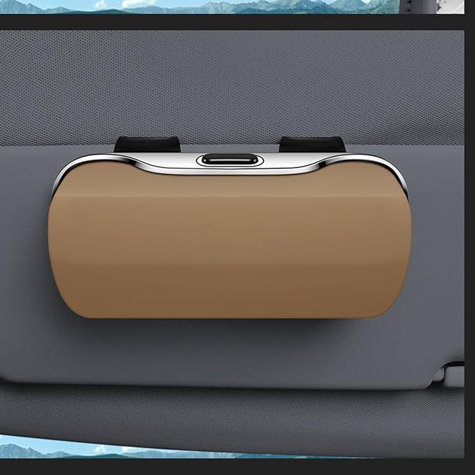 Sunglasses Holder for Car Sun Visor, Protective Automotive Eyeglasses Storage Case Hanger, Soft Vehicle Interior Glasses Organizer Box Accessories, Universal for SUV Sedan Truck (Beige)
