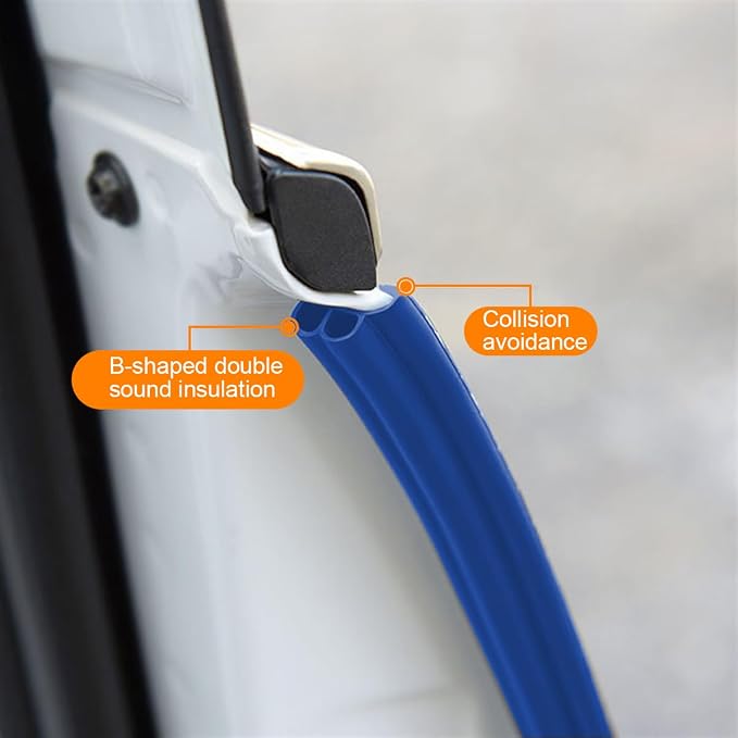Car Door Rubber Seal Strip, 32.8Ft Self Adhesive Weather Stripping Automotive Edge Trim, Weatherstrip Soundproof Vehicle Tailgate Window Sealing Cover, Universal for SUV RV Truck (Blue)