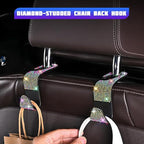 Bling Car Seat Headrest Hooks, 4PCS Crystal Rhinestone Vehicle Back Seat Hanger Holder for Handbags Purses Coats, Automotive Headrest Storage Organizer, Universal for RV SUV Truck (Multicolor)