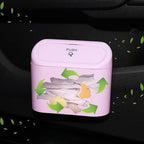 Car Trash Can Bin with Lid - Universal Vehicle Mini Leakproof Garbage Can Bin with 20pcs Trash Bags Can Organizer Storage for Front Back Seat Accessories for Auto Office Bedroom Home(Pink)