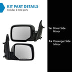 2 Piece Driver and Passenger Side Mirror Assembly Set Electric Adjustment Heated No Memory Black Compatible with 2009-2015 Honda Pilot HO1320248 HO1321248 Without Turn Signal Housing