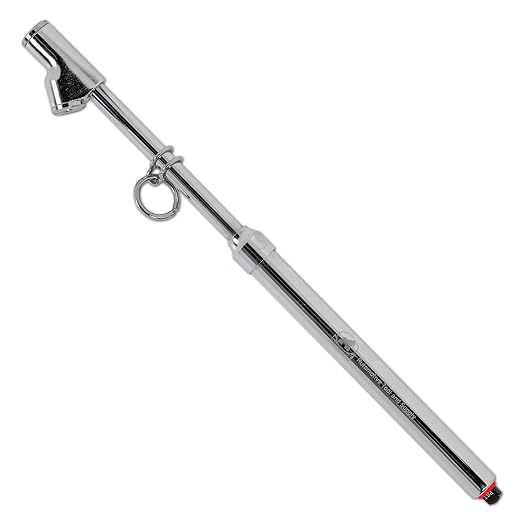 Professional Straight-On Dual Foot Commercial Truck Tire Pressure Gauge with Polished Chrome Finish. Heavy Duty Black Metal Bar Stick Gauge Range 10-150 PSI in 2 PSI Increments