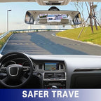 Auto Inside Rearview Mirror with Suction Cup, 12 inch HD Wide Angle Extended Curved Mirror, 360 Degrees Adjustable Wide Viewing Car Accessories Universal for Cars Trucks Boat