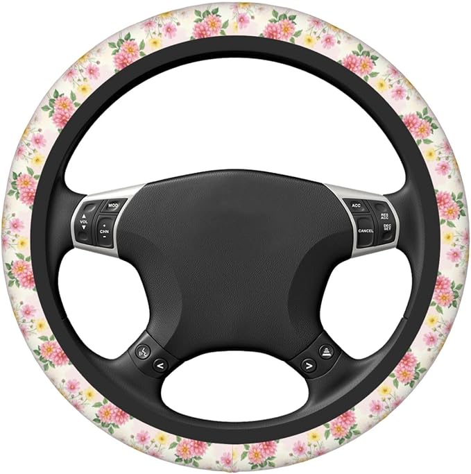 Floral Steering Wheel Cover, 15 Inch Universal Fit, Neoprene Anti-Slip & Breathable Car Protector, Durable Auto Interior Accessories for Women and Men