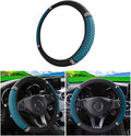 Bling Car Steering Wheel Cover, 15 Inch Rhinestones Soft Leather Elastic Steering Wheel Protector, Sparkly Crystal Diamond for Women Girls (Black Green)