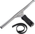 Professional Connect and Clean 12” Performance Squeegee for Glass and Window Care with Replacement Rubber, Heavy Duty Cleaning Supplies with Streak-Free Results, Handheld Household Cleaner Tool