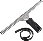 Professional Connect and Clean 12” Performance Squeegee for Glass and Window Care with Replacement Rubber, Heavy Duty Cleaning Supplies with Streak-Free Results, Handheld Household Cleaner Tool