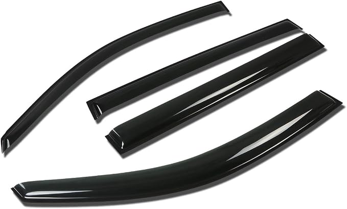 Window Visors Compatible with 08-13 Highlander, 4Pcs Front & Rear Tape-On Window Vent Visor Deflectors Rain Guard, Glossy Dark Smoke