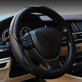 Microfiber Leather Steering Wheel Cover, Universal 14.5-15 Inch Steering Wheel Anti Slip Car Interior Accessories for Men Women (Black)