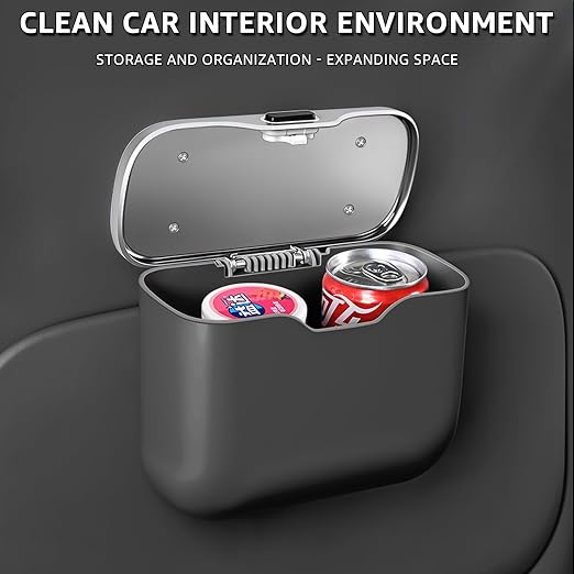Car Trash Can, Waterproof Multi‑Functional Auto Trash Bin for Door/Console/Seat Back, Universal Vehicle Garbage Can for Car/Truck/SUV Drivers (Black)