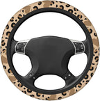 Car Steering Wheel Cover with Anti-Slip Lining, Universal 15 inch Wheel Cover, Fashion Car Interior Accessories for Women Men - Brown Heart Leopard Cheetah
