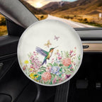 Steering Wheel Sun Shade Cover, Steering Wheel Sun Block Anti-Heat Aluminum Foil Steering Wheel Cover Steering Wheel Sun Heat Shield for SUV Truck Van, Hummingbird Floral