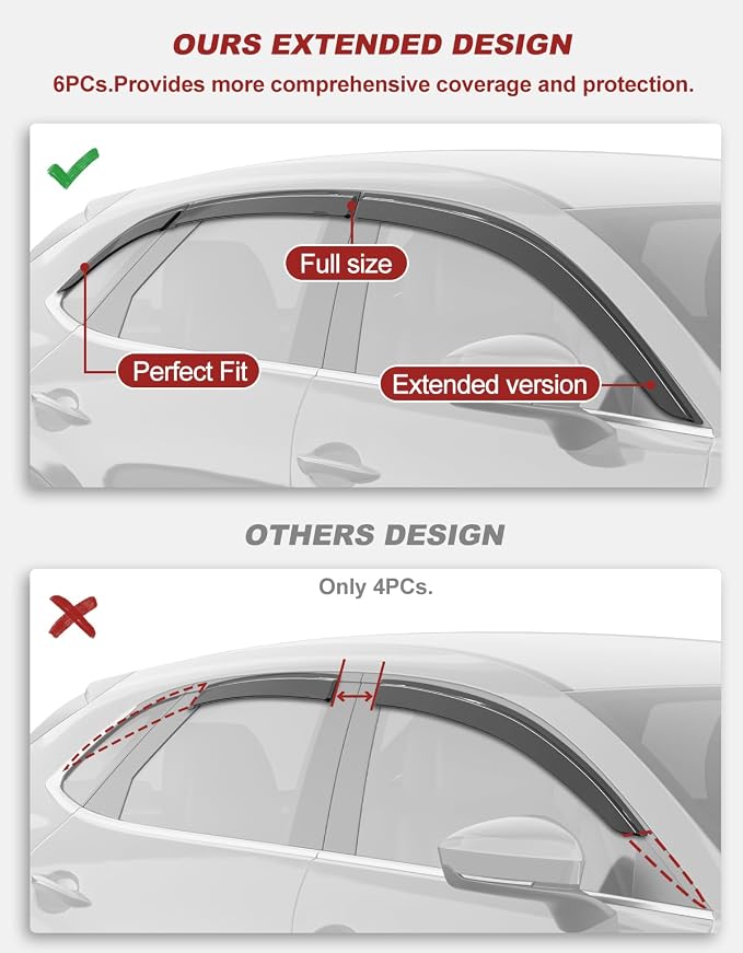 Outside-Mount Window Rain Guards Fit for Mazda CX-30 CX30 2020-2026, Extra Durable Window Visors Wind Deflector Dark Smoke Vent Shades Car Tape-on with Thicker-6 PCS