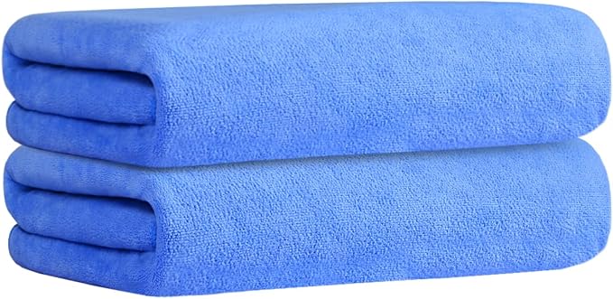 Large Microfiber Bath Towels Set for Adult, 2 Pack 30" x 60" - Soft, Absorbent, Quick Dry, Lint Free, Perfect for Sauna, Pool, Gym, Shower, Hair Wrap, Fitness, Sport, Yoga, Blue