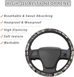 Elastic Automotive Steering Wheel Covers Universal Fit 14 to 15 in | American Mexican Flag Steering Wheel Protector with Cloth for Women, Keep Comfort Grip Sweat Absorption Neoprene