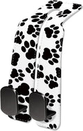 Car Seat Headrest Hook, Universal Leather Cute Hanger Holder Hook, Storage Organizer Interior Accessories for Purse Bags Handbag Black White Dog Paws