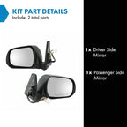 2 Piece Driver and Passenger Side Mirror Assembly Set Electric Adjustment Heated No Memory Puddle Light Black Compatible with 2010-2013 Toyota 4Runner TO1320263 TO1321263