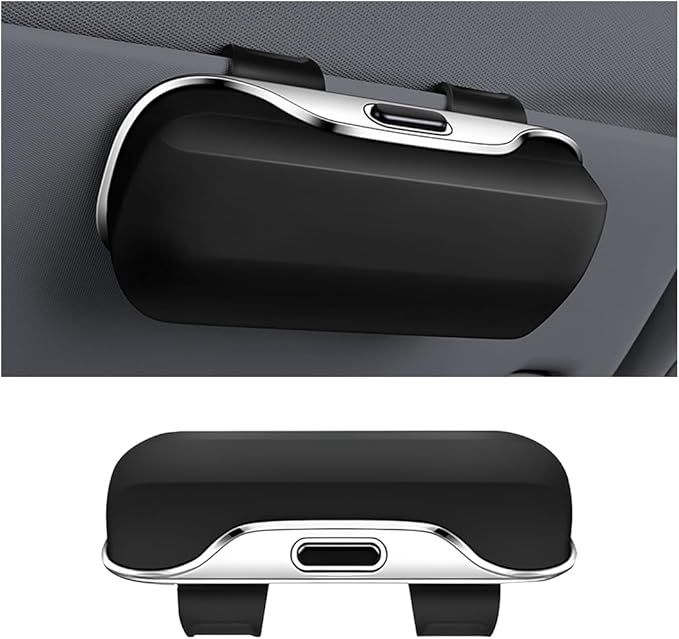 Sunglasses Holder for Car Sun Visor, Protective Automotive Eyeglasses Storage Case Hanger, Soft Vehicle Interior Glasses Organizer Box Accessories, Universal for SUV Sedan Truck (Black)