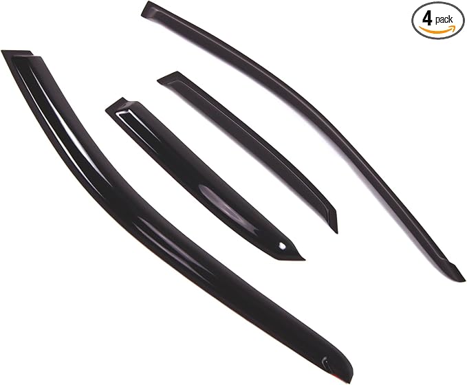 Outside Mount Window Vent Visors Rain Guards Compatible with Volvo S40 2000-2004 | Side Window Wind Deflectors Rain Shields | Smoke Tinted, 4 Pcs Set, DGWV-489