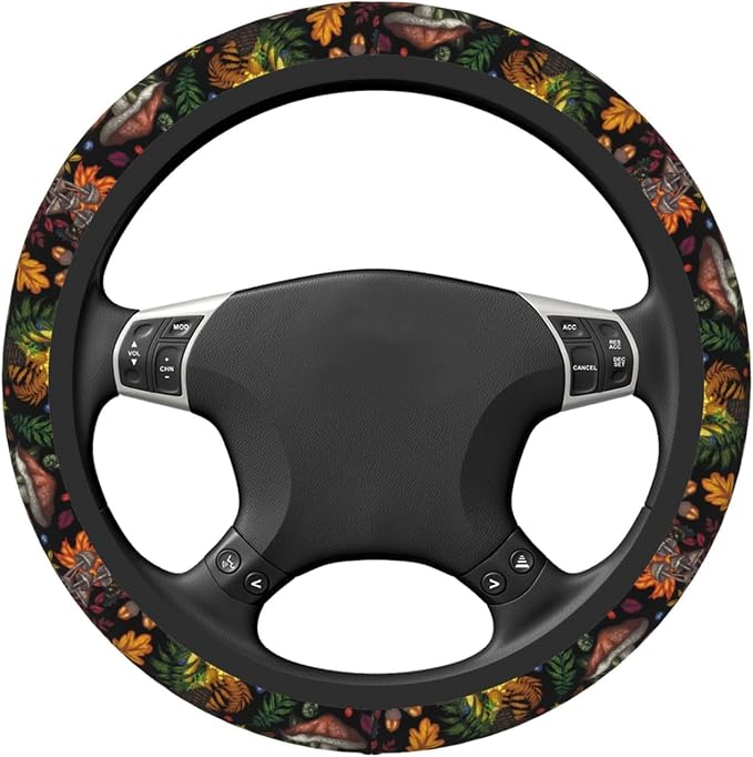 Wetland Fern Neoprene Steering Wheel Cover for Men Women Anti-Slip Elastic Steering Wheel Protective Cover 15in Universal Car Accessories Fit Cars, SUVs, Auto