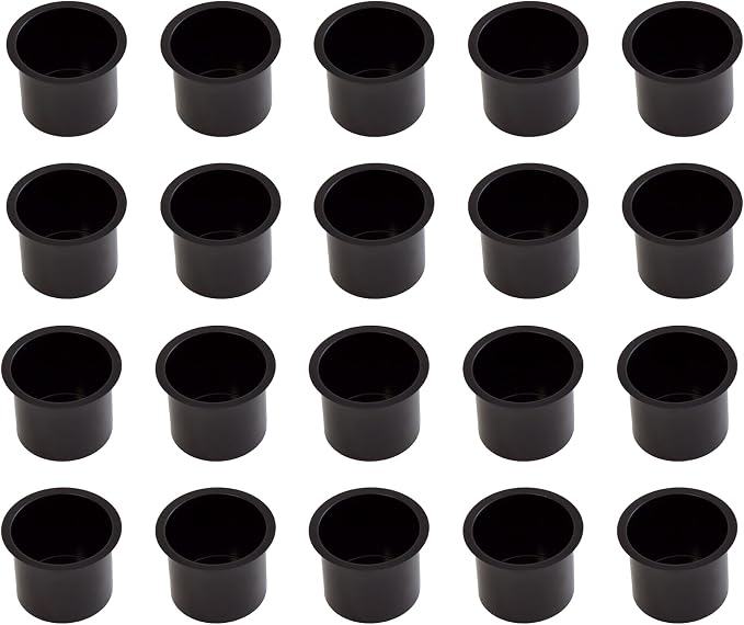 GSE Games & Sports Expert Jumbo Aluminum Cup Holder, Drop-in Cup Holder for Casino Poker Tables, Work Desks, Boats, RVs, Cars & Trucks (Black, 20-Pack)