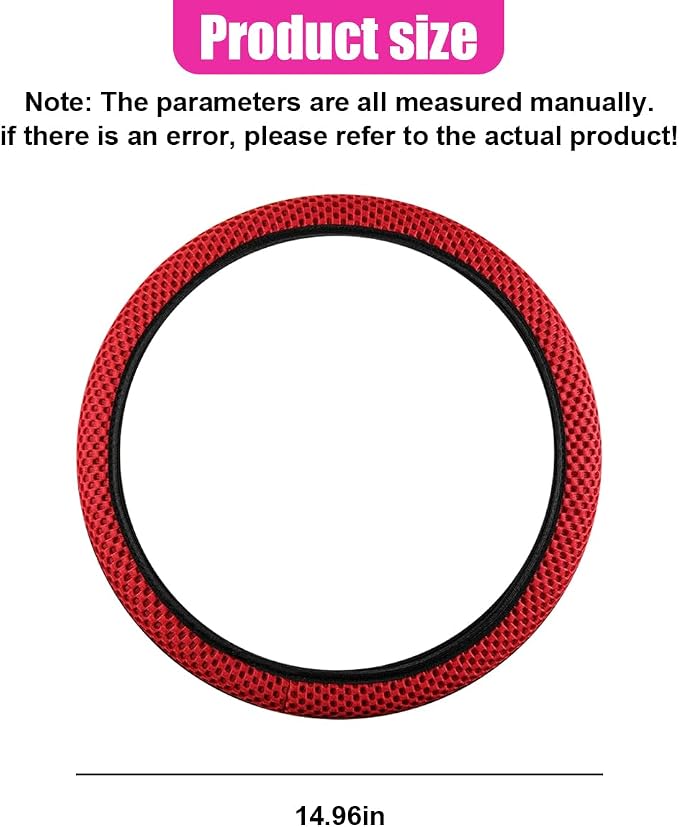 Elastic Stretch Steering Wheel Cover, Anti-Slip, 15inch, Red | Microfiber Odorless Breathable Ice Silk Car Steering Wheel Protector, Easy Carry, Warm in Winter & Cool in Summer