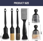6PCS Car Detailing Brush Set, Boars Hair Car Detailing Brushes, Ultra Soft No Scratch Interior Detail Brush, Car Duster, Car Interior Detailing kit, Car Cleaning Supplies kit for Leather, Air Vents