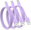 3Pack Car Carplay Cable for iPhone 16 15 Pro Max 15 Plus Car Charger, USB to USB C Cable 6FT for Car Charger Adapter, Carplay USB C Cord Accessories Charging for iPad 10th Gen/iPad Pro Air 5th-Purple