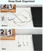 8 Pack Magnetic Cable Clips, White Cable Management Accessories, Cord Smooth Adjustable & Adhesive Backing Cord Organizer for Office Home Organization, Desk, Wall, Nightstand, Phone, Car