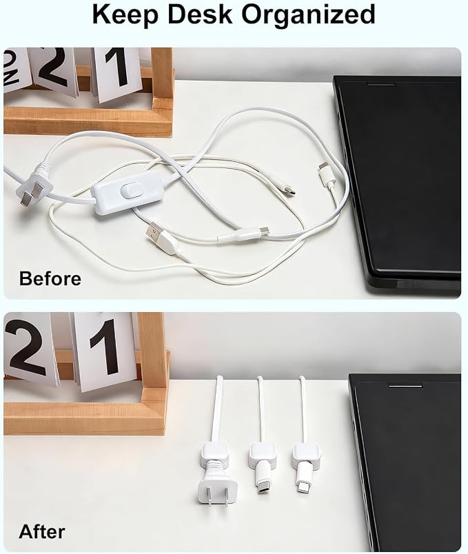 8 Pack Magnetic Cable Clips, White Cable Management Accessories, Cord Smooth Adjustable & Adhesive Backing Cord Organizer for Office Home Organization, Desk, Wall, Nightstand, Phone, Car