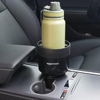 Car Cup Holder Expander with Adjustable Base, Securely Holds Large Bottles 3.4 to 3.8 in Diameter, Compatible with Yeti, Hydro Flask, Easy Installation, Black