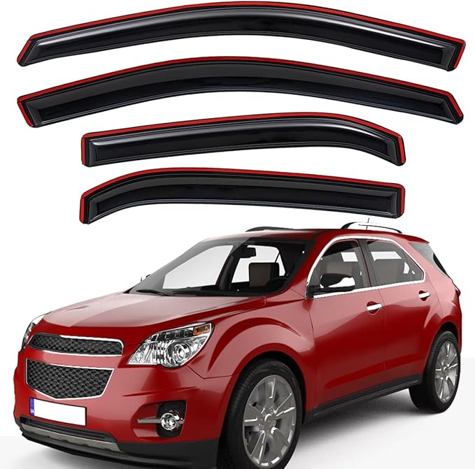 Extra Durable Clip-on in-Channel Auto Vent Window Visor, Fits 2010-2017 Chevrolet Equinox, UV Protection Rain Guard, Original Wind Deflector, No-Drill Easy Install, Dark Smoke, 4-Pcs