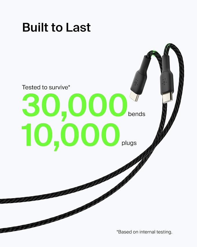 BoostCharge Braided USB-C to USB-A Charging Cable (3.3ft/1M) for iPhone 17 & 16 Series, Samsung Galaxy S25 Series, Google Pixel 10, iPad Pro, Nintendo Switch 2, Carplay, & More - Black (2-Pack)