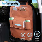 LAINLOY Felt Car Seat Back Organizer, Kick Mats Car Back Seat Protector for Kids, 6-Pocket Storage for Tissue, Box, Pen, Toy, Automobile Road Trip Accessories for SUV, RV, Truck (Brown)