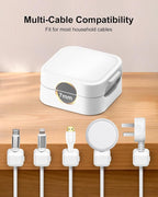 8 Pack Magnetic Cable Clips, White Cable Management Accessories, Cord Smooth Adjustable & Adhesive Backing Cord Organizer for Office Home Organization, Desk, Wall, Nightstand, Phone, Car