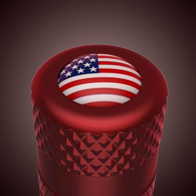 Tire Valve Stem Caps, Anodized Aluminum Tire Valve Cap Set | Corrosion Resistant, Universal Stem Covers for Cars Trucks Motorcycles SUVs and Bikes (Red-US)