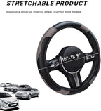 Car Steering Wheel Cover, 15 Inch Leather Breathable Auto Steering Wheel Protector, Comfortable Non-Slip Vehicle Steering Wheel Covers, Universal Car Accessories (Gray, with Lining)