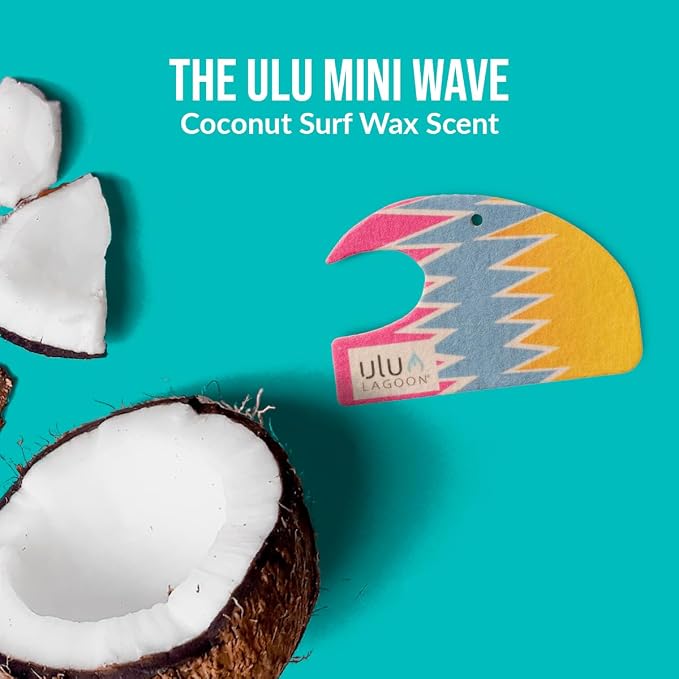 Hanging Car Air Freshener | Tropical Beach Coconut Surf Wax Scent Mini Wave | Long Lasting Car Freshener, Closet and Beyond | Made In USA | 3 Pack (80'S)