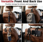 Car Seat Back Storage Hook, 2026 New Car Seat Headrest Hook for Purses and Bags, Leather Car Seat Back Storage Hooks, Car Seat Hangers Organization Accessories (Brown 4pcs)