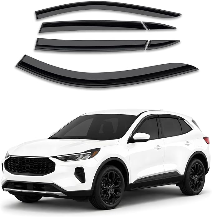 GrandWheel Window Deflectors Smoke Tinted Tape-On Side Window Vent Visor Deflectors Rain Guards Compatible with Escape 2020-2026 - 6pcs. GW0242