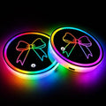 Bow LED Cup Holder Lights for Car,7 Colors Light Up Cup Holder Coasters for Car Decor,Vibration Sensor Coasters,Bow Auto Accessories Gifts for Women Men,Universal for SUV Sedan Truck